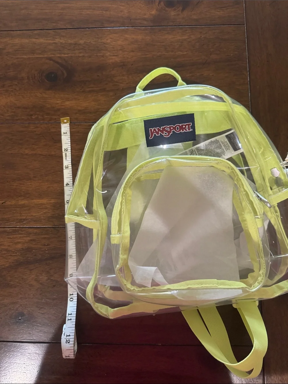 JanSport Clear Mini Backpack with Citron Lime Trim